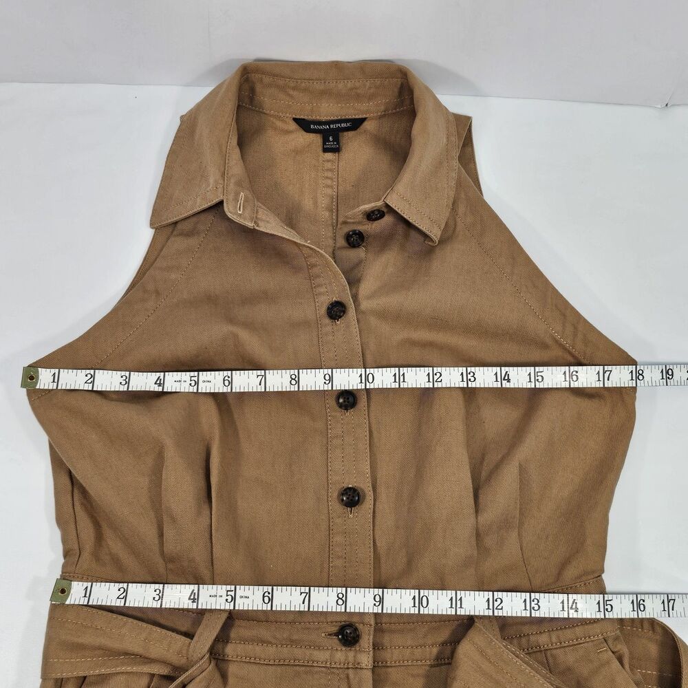 Banana Republic Tan Safari Utility Romper Belted Sleeveless Size 6 - Picture 8 of 9